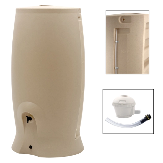 Récupérateur d'eau 500 Litres beige + Kit Collecteur universel - RECUP'O - EDA