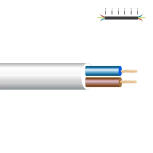 100 câble électrique h 05 vv-f 2x0,75mm blanc euro/m
