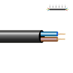 100 câble électrique h 05 vv-f 2x0,75mm noir euro/m