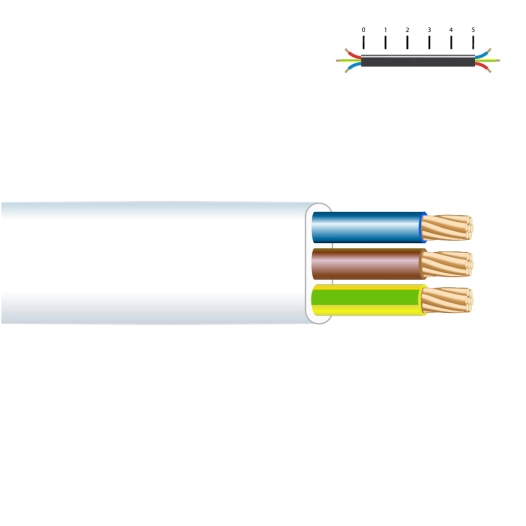 100 câble électrique haut-parleur plat 3x1mm (audio) blanc h05 vv-f euro/m