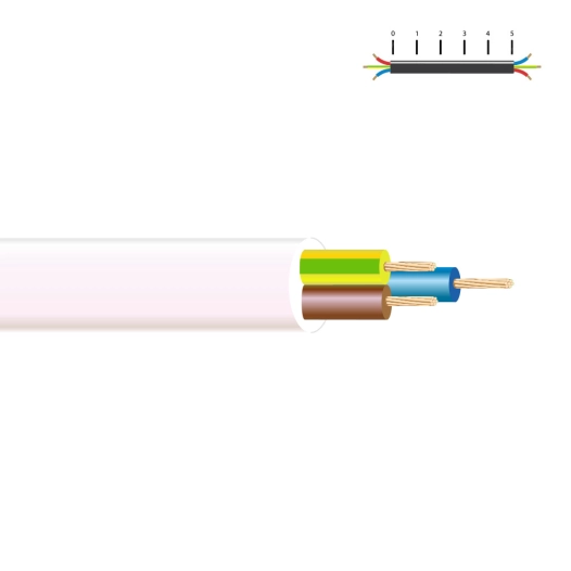 100 câble électrique h 05 vv-f 3x2,5mm blanc euro/m