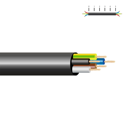 100 câble h05vv-f 6x1mm noir euro/m