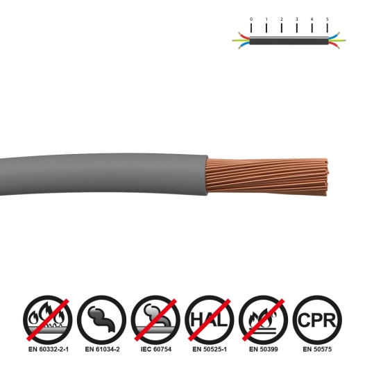 200 cable renforce 1.5mm gris sans halogene euro/m