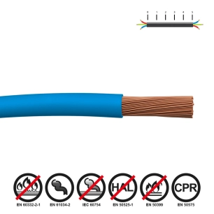100 cable renforce 4mm bleu sans halogene euro/m