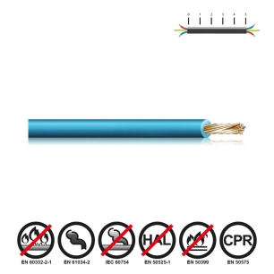 100 cable renforce 6mm bleu sans halogene euro/m
