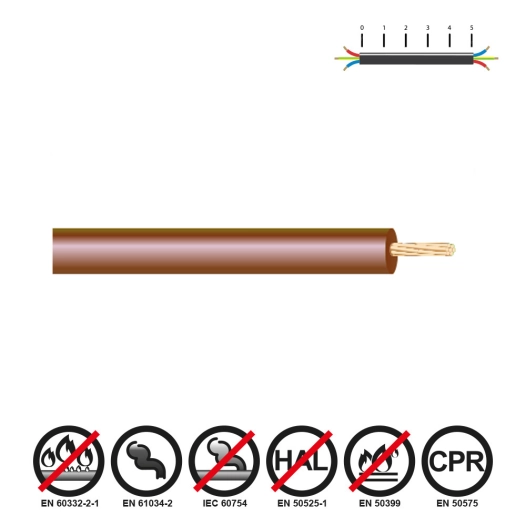 100 cable renforce 6mm marron sans halogene euro/m