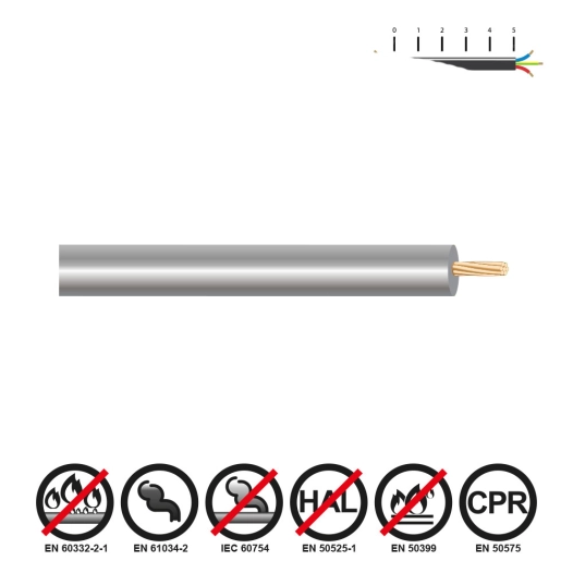 100 cable renforce 6mm gris sans halogene euro/m