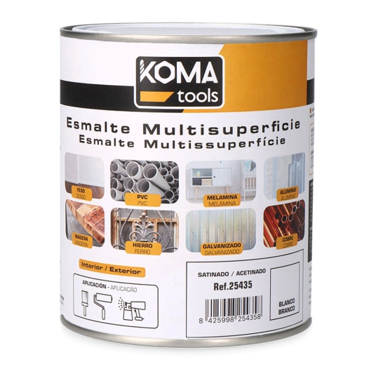 émail multi-surface blanc satiné 750 ml koma tools