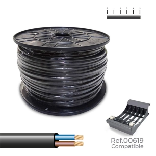 bobine de cable parallele plat noir 2x1mm 500m (audio) (grande bobine ø400x200mm)