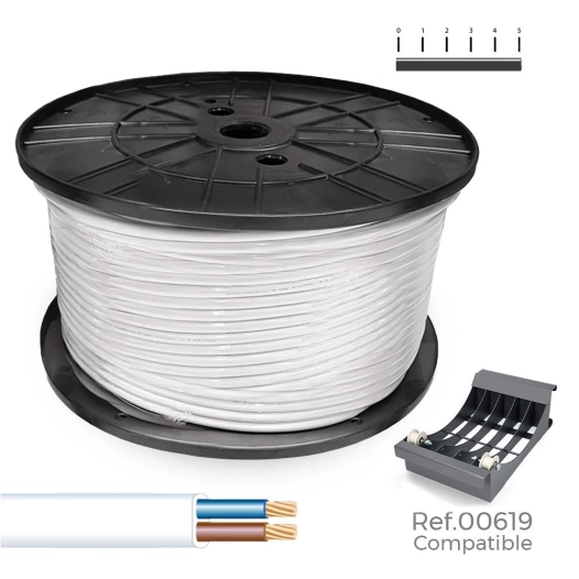 bobine de cable parallele plat blanc 2x0.75mm 700m (audio) (grande bobine ø400x200mm)
