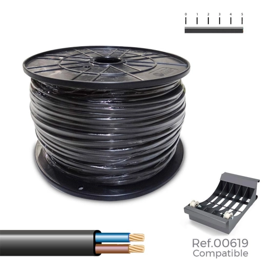 bobine de cable parallele plat noir 2x1,5mm 400m (audio) (grande bobine ø400x200mm)
