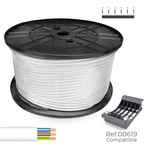 bobine de cable parallele plat blanc 3x1mm 300m (audio) (grande bobine ø400x200mm)