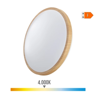 lampe de surface circulaire led 18w 1820lm 4000k ø33x5,5cm effet bois edm.