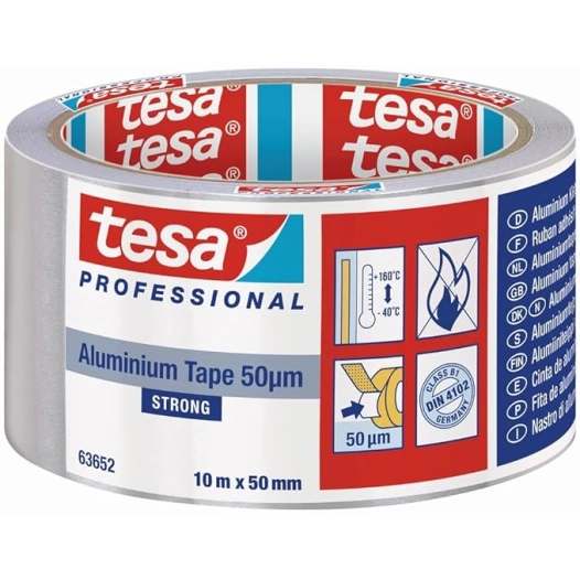 2 tesa rubans aluminium universels 50 microns 10m x 50mm avec protecteur