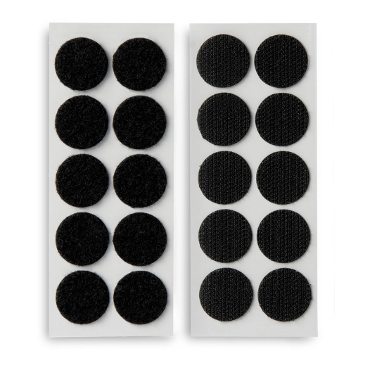 disques de verrouillage adhésifs à crochet et boucle ø20mm. noir, 2146-3, inofix
