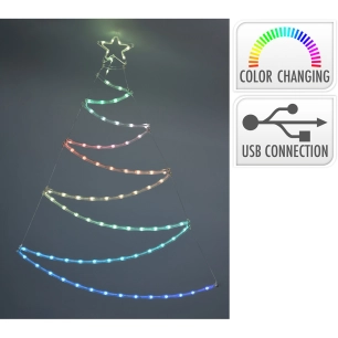 décor d'arbre à led, rvb, 80 led, connexion usb. basics