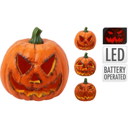 2 citrouille d'halloween avec led, pvc, alimenté par batterie, 3 modèles. basics