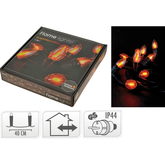 guirlande effet flamme, ip44, 10 led, 220v, distance entre led 40cm. basics