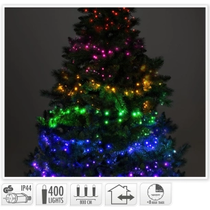 guirlande led, 7 sections de couleurs, ip44, 400 leds, 220v, 8m. basics