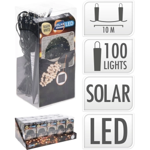 guirlande led, blanc chaud, ip44, 50 leds, solaire, 5m. basics
