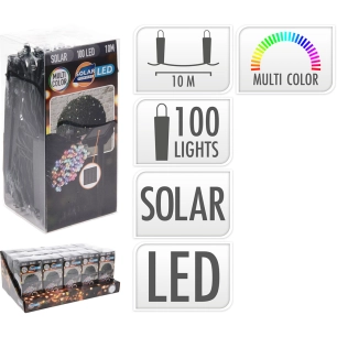 guirlande led, multicolore, ip44, 100 leds, solaire, 10m. basics