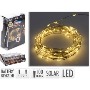 guirlande mled, blanc chaud, ip44, 100 leds, solaire, 5m. basics