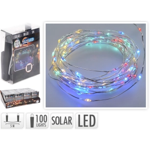 guirlande mled, multicolore, ip44, 100 leds, solaire, 5m. basics
