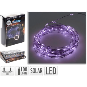 guirlande mled, violet, ip44, 100 leds, solaire, 5m. basics