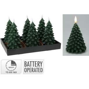 bougie led effet flamme en forme de sapin, vert foncé, 19 cm. basics
