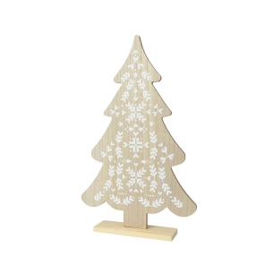 petit sapin en bois avec détails blancs, 30x6x48cm. basics