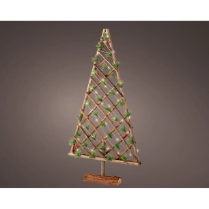 arbre décoratif microled en bois, 40 leds, 40x7x80cm, blanc chaud. lumineo