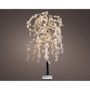 saule microled à fleurs blanches, fixe, 360 leds, ø70x180cm blanc chaud. lumineo