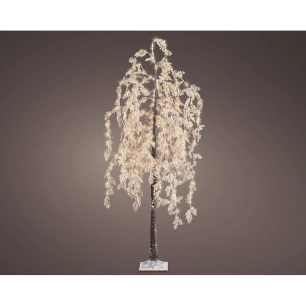 saule microled à fleurs blanches, fixe, 600 leds, ø80x210cm blanc chaud. lumineo