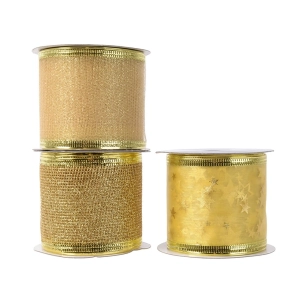 ruban à paillettes or, 6,3x0,01x270cm, 3 modèles. basics