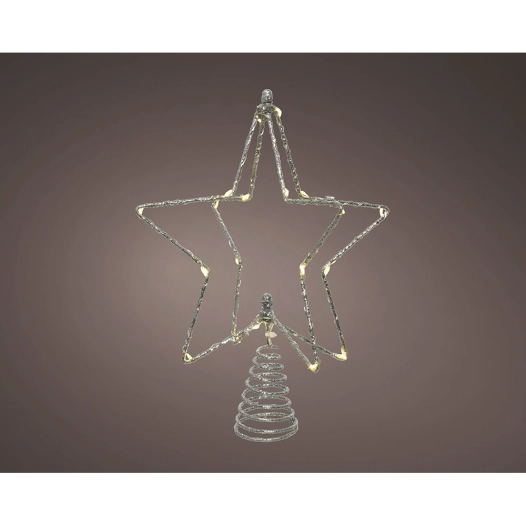 fil microled étoile d'arbre de noël argent, 20x20x25cm. lumineo