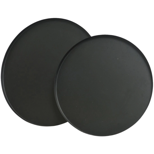 lot de 2 plateaux en acier noir mat, ø35cm. basics