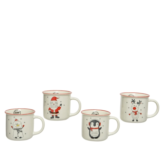 2 tasse en porcelaine avec motifs de noël, 4 modèles. basics