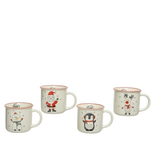 2 tasse en porcelaine avec motifs de noël, 4 modèles. basics