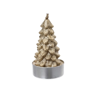bougie en cire en forme de pin dorée avec paillettes, 9,2x9,2cm. basics