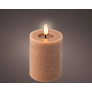 bougie en cire led marron avec lignes de marbre, ø7x11,2cm. lumineo