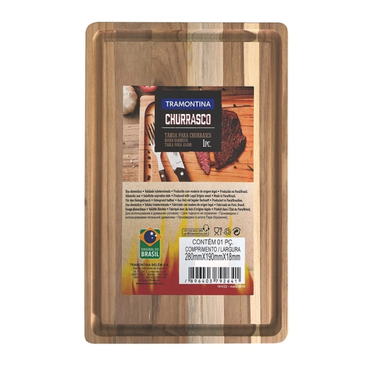 planche à découper rectangulaire en bois finition naturelle 33x22x1.8cm tramontina