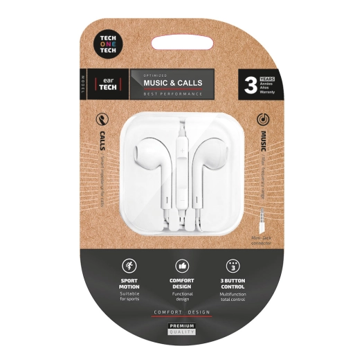 2 casque eartech blanc, connecteur mini-jack. tech one tech