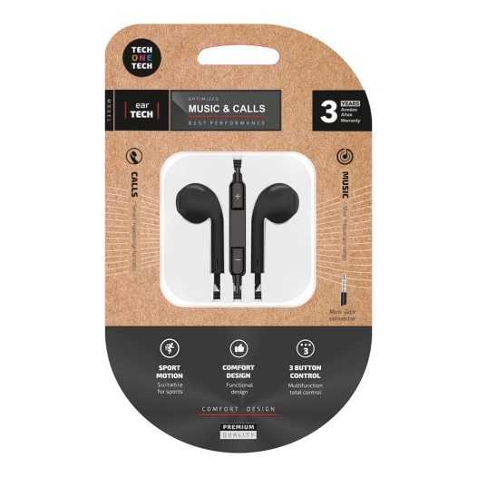 2 casque eartech noire, connecteur mini-jack. tech one tech
