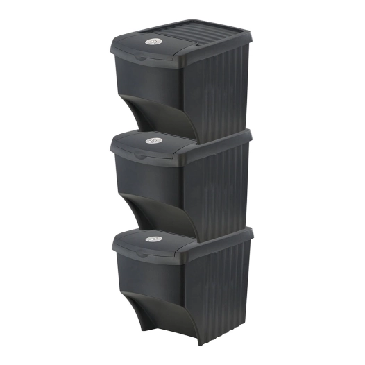 système de 3 cubes de recyclage empilables x22l 392x293x456mm