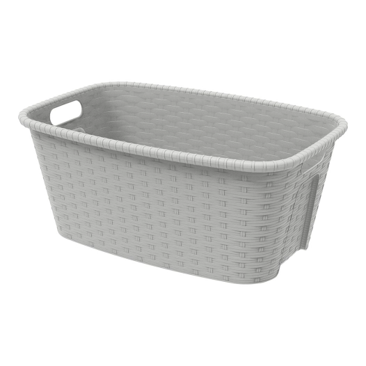 panier à linge 35l. 59.5x39.5x25cm imitation osier/rotin couleur crème mondex