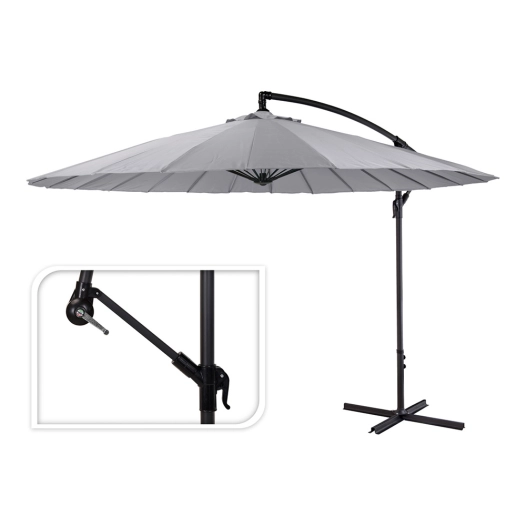 parasol excentrique hauteur maximum 3m ø300cm couleur: gris clair
