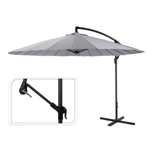 parasol excentrique hauteur maximum 3m ø300cm couleur: gris clair