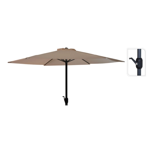 parapluie ø300cm hauteur 248cm. poteau aluminium avec manivelle couleur: taupe