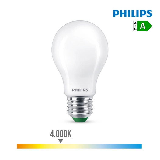 ampoule led classique 4w 840im e27 4000k ø6x10,4 cm ultra efficace, lumière du jour. philips