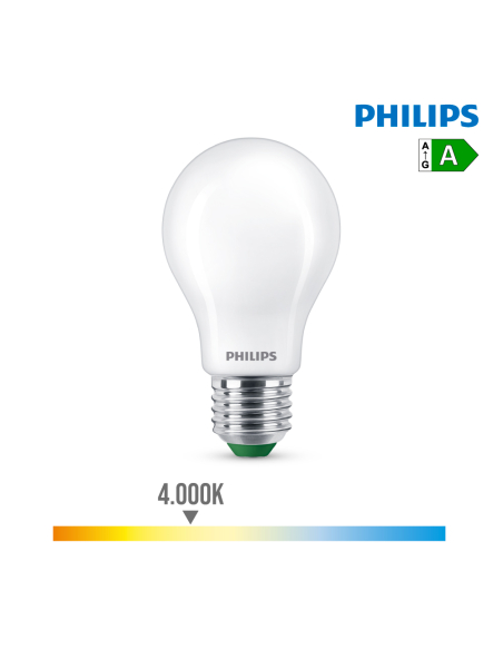 ampoule led classique 4w 840im e27 4000k ø6x10,4 cm ultra efficace, lumière du jour. philips